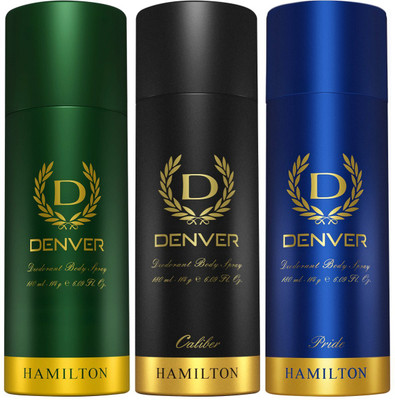 DENVER Hamilton, Caliber and Pride Deodorant Spray  -  For Men(540 ml, Pack of 3)