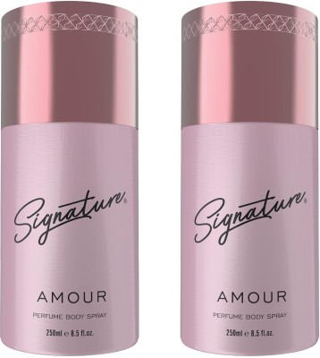 SIGNATURE Amour Long Lasting Fragrance Skin Friendly (250ML Each) Combo Perfume Body Spray  -  For Women(500 ml, Pack of 2)