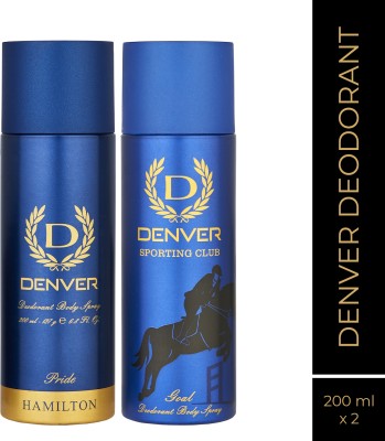 DENVER Pride and Goal Combo Deodorant Spray  -  For Men(400 ml, Pack of 2)