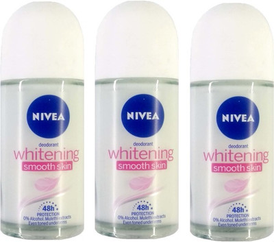NIVEA Whitening Smooth Skin Deodorant Roll-on 3 units o... Deodorant Roll-on  -  For Men & Women(150 ml, Pack of 3)