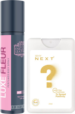 Next Care Luxe Fleur 120ml No Gas Deo & Why 20ml EDP pocket perfume Aromatic Aquatic Perfume Body Spray  -  For Men & Women(140 ml, Pack of 2)