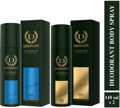 DENVER SRK King 140 ml & SRK Emperor 140 ml Autograph Collection Combo Deodorant Spray  -  For Men(280 ml, Pack of 2)