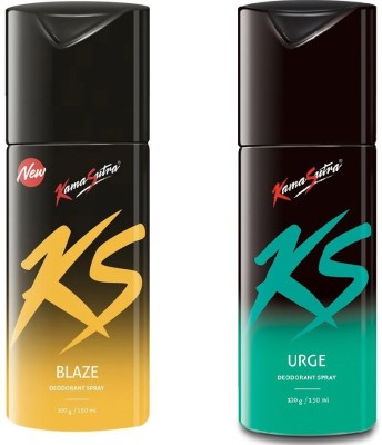 KS KamaSutra Blaze 150ml and Urge 150ml Deodorant Spray  -  For Men & Women(300 ml, Pack of 2)