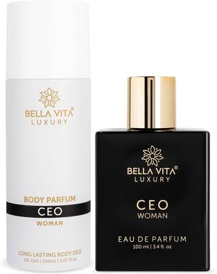 Bella vita organic CEO Women Deodorant & Perfume Combo || Vanilla & Woody || Long Lasting Fragrance Deodorant Spray  -  For Men & Women
