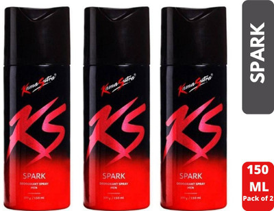 KS Spark Deodornt Spray 150ml Each (Pack of 3) Deodorant Spray  -  For Men & Women(450 ml, Pack of 3)