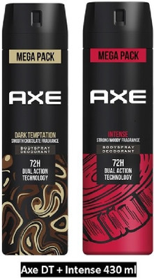 AXE Dark Temptation and Intense Deodorant Spray  -  For Men(430 ml, Pack of 2)