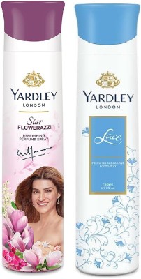 Yardley London 1 STAR FLOWERAZZI & 1 LACE , 150 ML EACH , PACK OF 2 Deodorant Spray  -  For Men & Women(300 ml, Pack of 2)