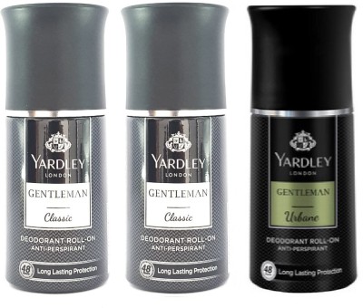 Yardley London 2 CLASSIC & 1 URBAN ROLL ON, 50ML EACH, PAK OF 3. Deodorant Roll-on  -  For Men & Women(150 ml, Pack of 3)