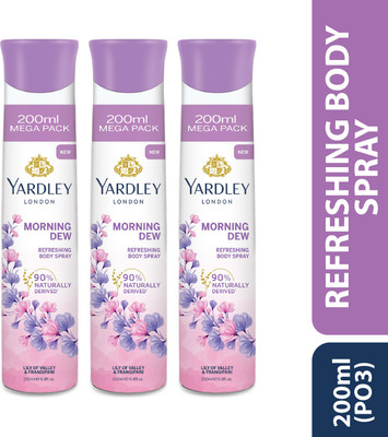 Yardley London Morning Dew Refreshing Body Spray 200ml Deodorant Spray – For Women  (600 Ml, Pack Of 3) For Rs. 269 @ 70 %