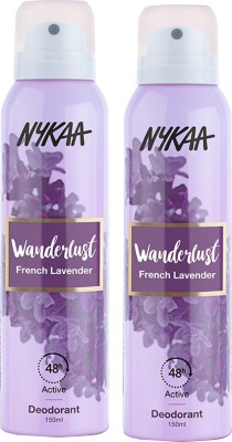 NYKAA Wanderlust Deodorant Spray French Lavender (150ml) pack of 2 Body Spray  -  For Men & Women(150 ml, Pack of 2)