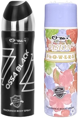 OSSA OssaBlack And Vision Flower Long Lasting Body Spray With Woody And Floral Notes Body Spray  -  For Men & Women(400 ml, Pack of 2)