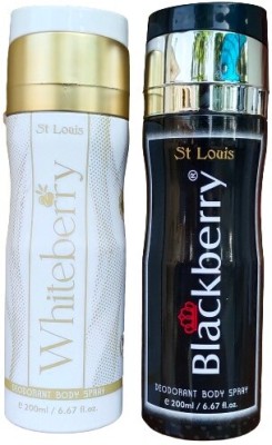 St. Louis WHITEBERRY DEO 200 ML AND BLACKBERRY DEO 200 ML Body Spray  -  For Men & Women(400 ml, Pack of 2)