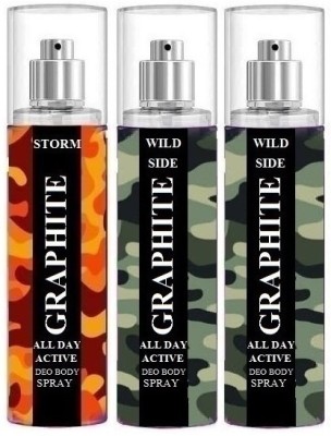 GRAPHITE STORM-1,WILD SIDE-2 PACK OF 3 Body Spray  -  For Men & Women(300 ml, Pack of 3)