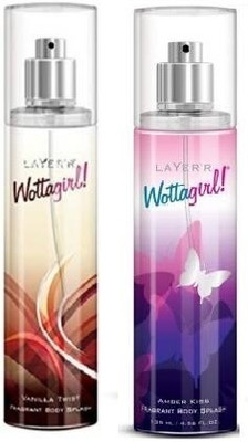 LAYER'R Wottagirl Vanilla Twist & Amber kiss long lasting body spray- Deodorant Spray  -  For Women(135 ml, Pack of 2)