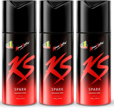 KS SPARK 3 Body Spray - For Men & Women (450 ml, Pack of 3) Deodorant Spray  -  For Men & Women(450 ml, Pack of 3)
