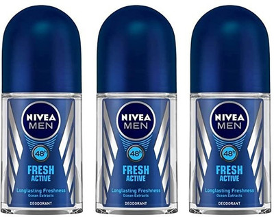 NIVEA Fresh Active Deodorant Roll On for Men, 50ml, (Pack of 3) Deodorant Roll-on  -  For Men(150 ml, Pack of 3)