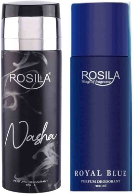 Rosilla Nasa & Royal Blue Deodorant Body Spray 200ml Pack of 2 Body Spray  -  For Men(400 ml, Pack of 2)