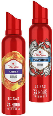 OLD SPICE Amber & Wolfthorn Deodorant Each 115ml Body Spray  -  For Men(230 ml, Pack of 2)