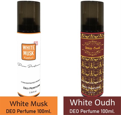 INDRA SUGANDH BHANDAR Pure White Musk & White Oudh|Oud 12 Hours Perfume Body Spray  -  For Men & Women(200 ml, Pack of 2)