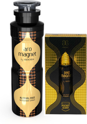 AROCHEM Aro Magnet ORIGNAL Deodorant Spray And Roll On Perfume Deodorant Spray  -  For Men & Women(206 ml, Pack of 2)