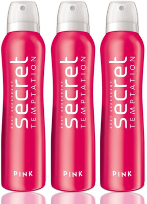 Secret Temptation Pink Deodorant Spray  -  For Women(450 ml, Pack of 3)