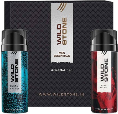 Wild Stone Gift Box with Hydra Energy and Ultra Sensual Deodorant (150ml Each) Body Spray  -  For Men(300 ml, Pack of 2)