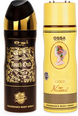 OSSA Touch Oud And Gold Naina Long Lasting Body Spray With Woody And Floral Notes Body Spray  -  For Men & Women(400 ml, Pack of 2)