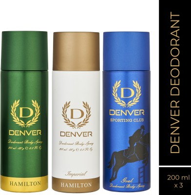 DENVER ,Imperial & Sporting Club Goal Long Lasting Deodorant Spray  -  For Men(600 ml, Pack of 3)