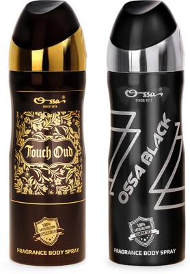 OSSA OssaBlack And Touch Oud Long Lasting Body Spray With Fresh And Woody Notes Body Spray  -  For Men(400 ml, Pack of 2)
