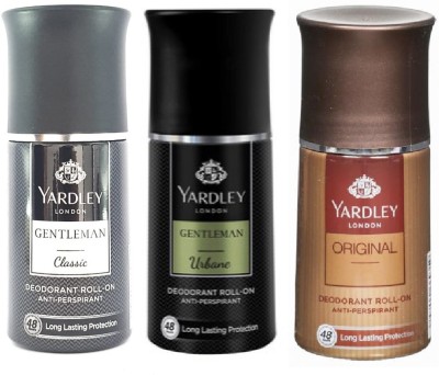 Yardley London 1 CLASSIC , 1 URBAN & ORIGINAL ROLL 0N, 50ML EACH, PACK OF 3. Deodorant Roll-on  -  For Men & Women(150 ml, Pack of 3)