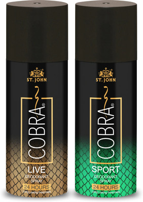 ST.JOHN Cobra Deo Live 150 ml | Cobra Deo Sports 150 ml Deodorant Spray  -  For Men(300 ml, Pack of 2)