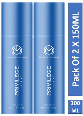THE MAN COMPANY Privilege Active Deodorant Spray  -  For Men(300 ml, Pack of 2)