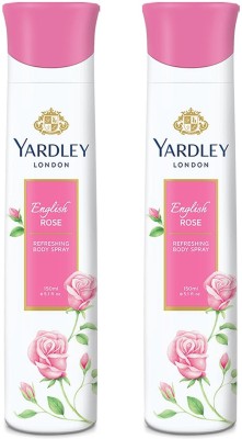 Yardley London English Rose Deodorant 150ml Each Pack of 2 Body Spray  -  For Women(300 ml, Pack of 2)