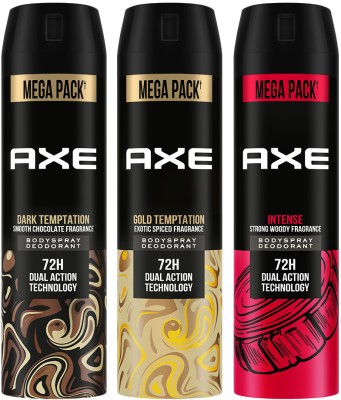 AXE Gold Temptation, Dark Temptation and Intense Deodorant Spray - For Men(645 ml, Pack of 3)