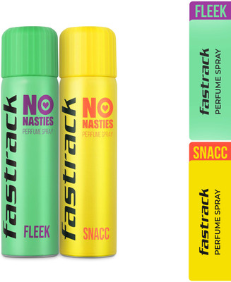 Fastrack No Nasties Perfume Spray – Fleek & Snacc (Pack Of 2) Deodorant Spray – For Men & Women  (270 Ml, Pack Of 2) For Rs. 150 @ 74 %