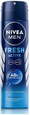Nivea Men Fresh Active, Antibacterial 48h Protection, Long Lasting, Fresh Ocean Extracts Deodorant Spray  -  For Men(150 ml)
