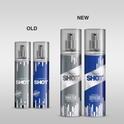 LAYER'R SHOT Silver Combo Power Play, Deep Desire Deodorant Spray  -  For Men(135 ml, Pack of 2)