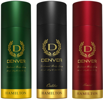 DENVER Caliber and Honour Combo Deodorant Spray  -  For Men(600 ml, Pack of 3)