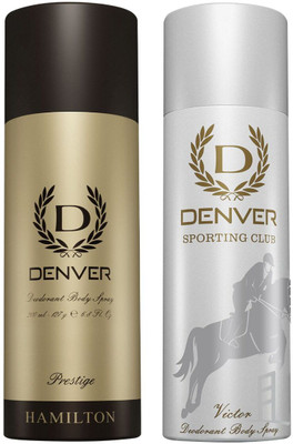 DENVER Prestige & Sporting Club Victor Long Lasting Deodorant Spray  -  For Men(400 ml, Pack of 2)