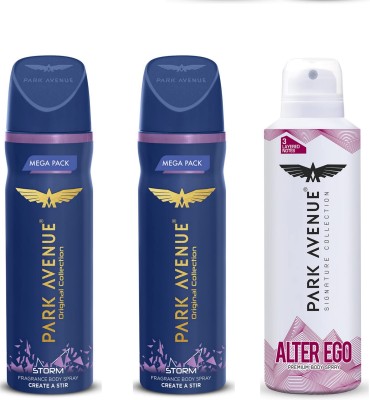 PARK AVENUE CLASSIC STORM 2PC PREMIUM BODY SPARY & ALTER EGO PACK 1 Deodorant Spray  -  For Men(300 ml, Pack of 3)