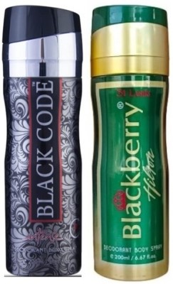 St. Louis BLACK CODE & BLACK BERRY HILTON DEODORANT 200 ML EACH ,PACK OF 2 Perfume Body Spray  -  For Men & Women(400 ml, Pack of 2)