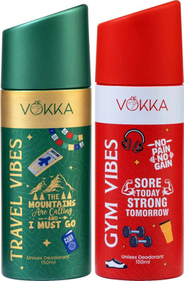 VOKKA Vibes Deodorant Body Spray Combo Pack | Gym & Travel Vibes | Long Lasting-300ml Deodorant Spray  -  For Men & Women(300 ml, Pack of 2)