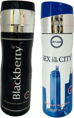 St. Louis blackberry deo 200ml and sex in the city deo 200ml Body Spray  -  For Men & Women(400 ml, Pack of 2)