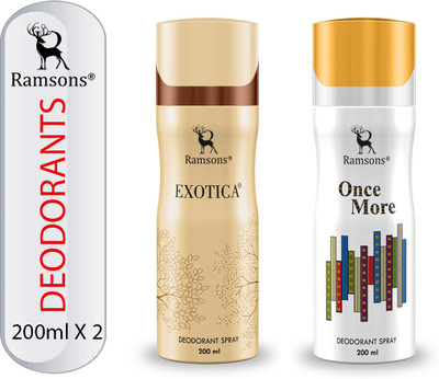 RAMSONS Exotica & Once More Deodorant Combo Deodorant Spray  -  For Men & Women(400 ml, Pack of 2)