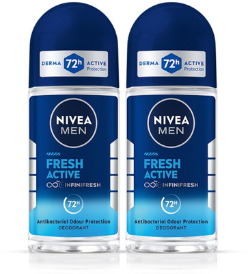Nivea Men Fresh Active Deodorant Roll-on Deodorant Roll-on - For Men(100 ml, Pack of 2)