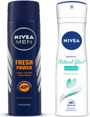 NIVEA Fresh Power & NG Senstive 150ml F deo Set of 2 Deodorant Spray  -  For Men & Women(300 ml, Pack of 2)