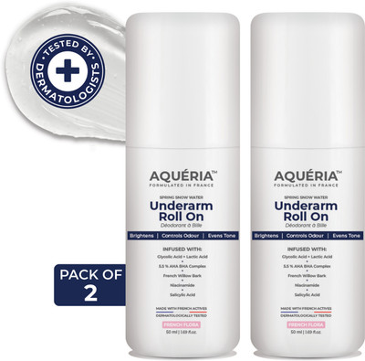 aqueria Multi Active Underarm Roll On | 5.5% AHA BHA, Niacinamide - Flora Fragrance Deodorant Roll-on - For Women(100 ml, Pack of 2)
