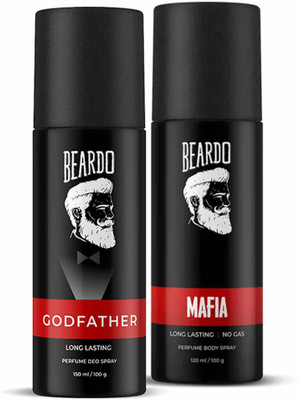 BEARDO Mafia and Godfather No Gas Long Lasting Perfume Body Spray Combo (Pack of 2) Body Spray – For Men (270 ml, Pack of 2)
