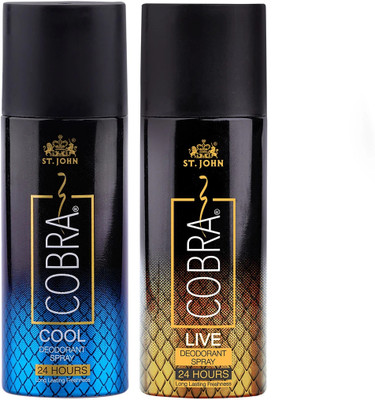 ST-JOHN Cobra Deo Cool 50 ml | Cobra Deo Live 50 ml Deodorant Spray  -  For Men & Women(100 ml, Pack of 2)