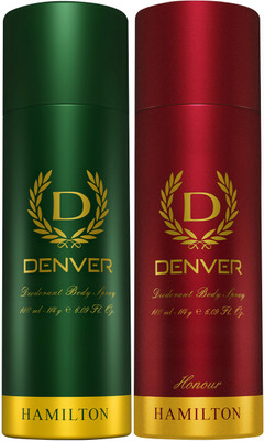 DENVER Hamilton and Honour Body Spray  -  For Men(360 ml, Pack of 2)